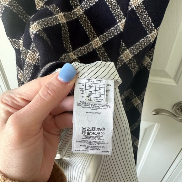 Brooks Brothers Wool Short Sleeve Dress - Navy Plaid - 8 - Picture 4 of 5